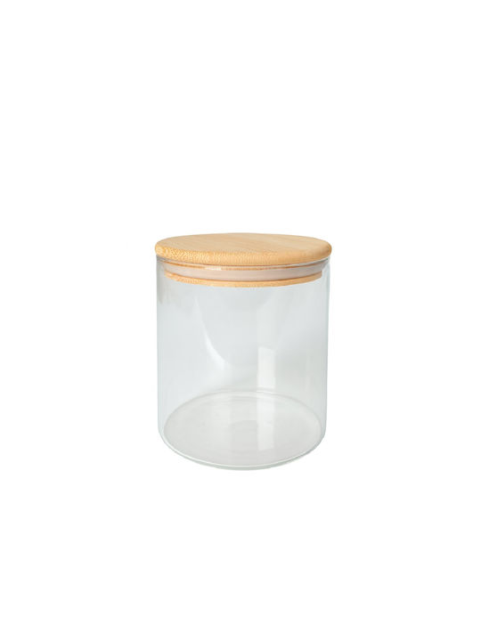 Espiel Set of 6 General Use Food Jars with Wooden Lid Transparent 650ml 6 Pieces
