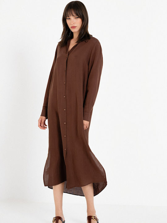 Midi Hemdkleid Braun