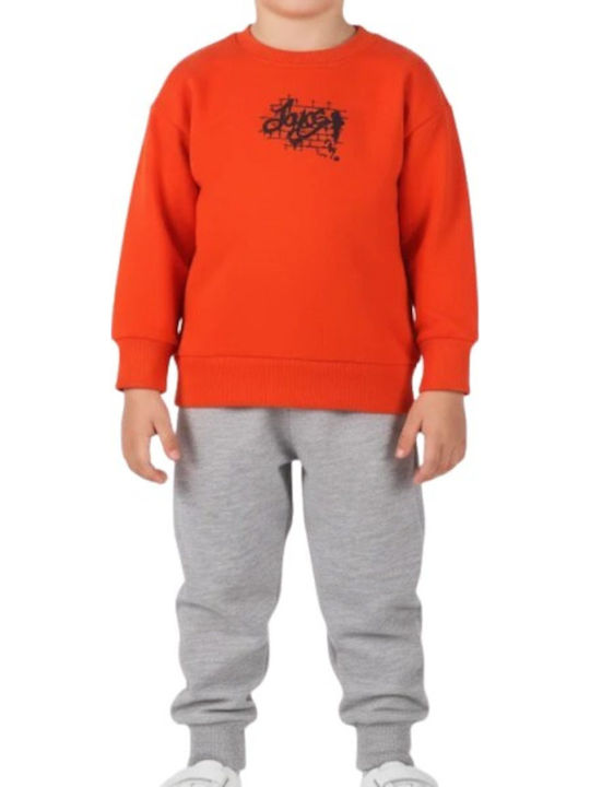 Joyce Kids Sweatpants Set Orange/Lt Grey