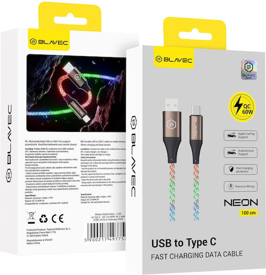 Blavec USB 2.0 Cable USB-C male - USB-A 60W 1m