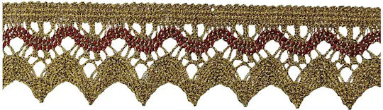 Lace Lasse Wavy Pattern Pointed Edge Bronze Burgundy Width 3cm Price Per Meter