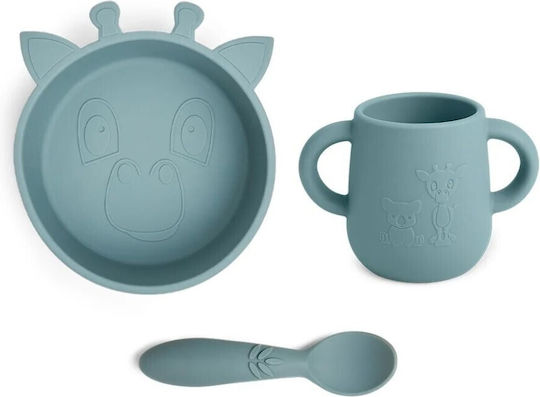 Nuuroo Ebba Baby & Kids Feeding Set Made of Silicone Blue 3 Pieces