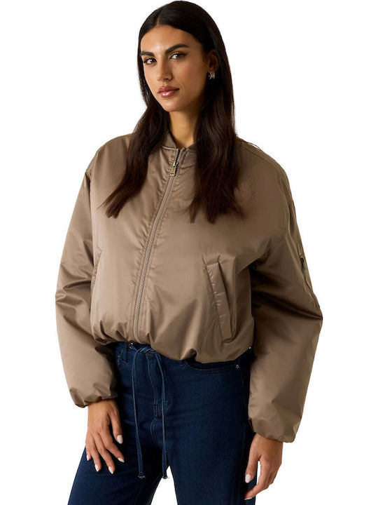 Women's Bomber Jacket Beige/Brown