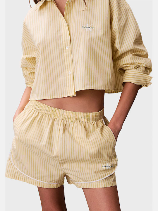 Calvin Klein Winter Cotton Women's Shorts Pajamas Yellow LV00QS7604 W5W
