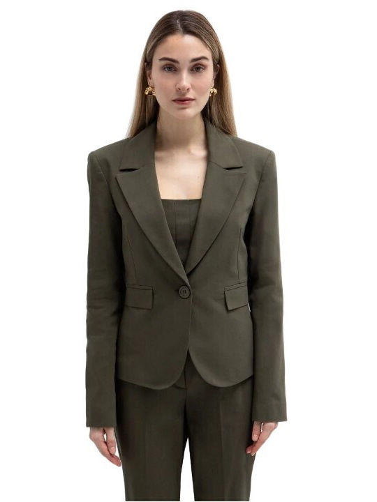 Toi&Moi Women's Waisted Blazer Khaki