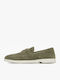 Leather Women's Loafers In Green Color