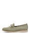 Leather Women's Moccasins in Khaki Colour