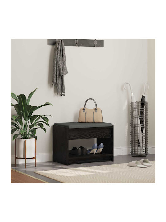 Hallway Furniture with Bench Black Oak 63x38x45cm