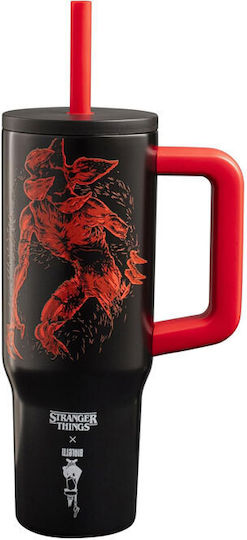 Bialetti Ποτήρι Θερμός Ανοξείδωτο 900ml Stranger Things με Καλαμάκι
