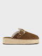 Suede Damen Pantoletten mit Niedrigem Absatz in Brauner Farbe