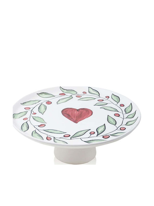 Hermia Τουρτιέρα Κεραμική με Πόδι Πολύχρωμη 30x30x10εκ.