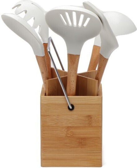 Cooking Utensil Set Silicone 5 Pieces White