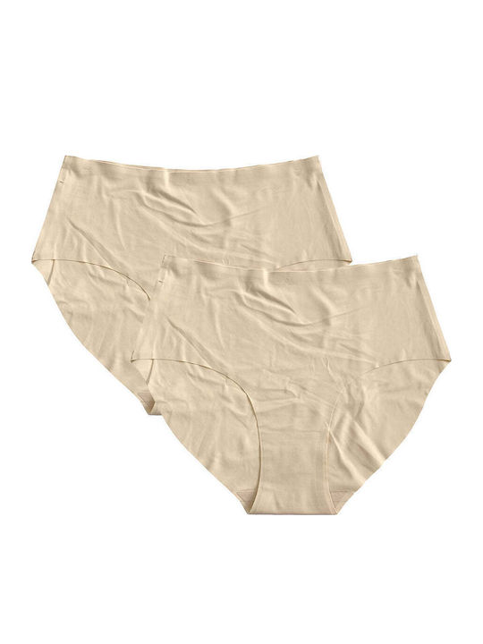 Damen-Slips 2er Pack Nahtlose Beigen