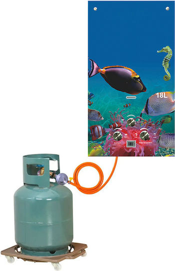 Comsystem COMSYSTEM JSD18L-335 Ταχυθερμαντήρας υγραερίου LPG με υαλογραφία ψάρια . 18 λίτρα ανά λεπτό , 34 KW . Λειτουργεί με μπαταρίες. Διαστασεις 620*340*180mm. Δώρο τηλέφωνο ντουζ LED .