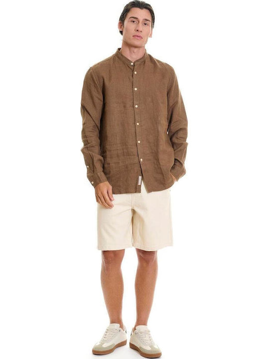 Funky Buddha Long Sleeve Linen Shirt in Regular...