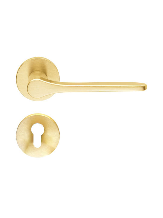 Ilavio Πόμολο Μεσόπορτας Ροζέτα Ζεύγος Brass Mat