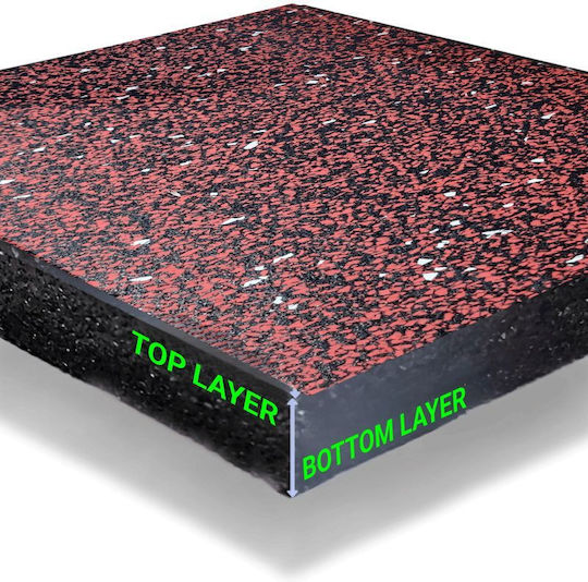 Gym Floor Double Layer Black+Red+White 70% 100x100x2cm Connectors Alpine
