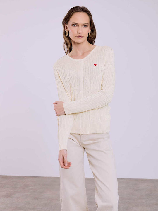 Celestino Women's Knitted Cardigan Heart Beige