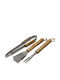 Grillwerkzeug-Set 3 Teile Edelstahl Holzgriff