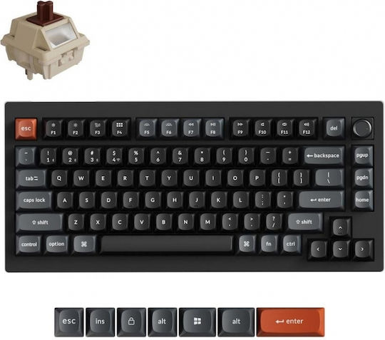 Keychron V1 Ultra 8K V1U-D3 Wireless Gaming Mechanical Keyboard 75% with Keychron Silk POM Brown Switches and RGB Lighting English US