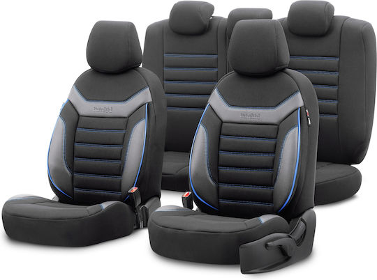 Комплект Калъфи За Автомобилни Седалки 11 Бр Памучни Черни Design