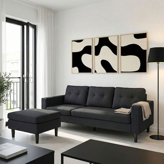 Maneli Ecke Sofa mit Umkehrbarer Winkel Schwarz 196x138x82cm