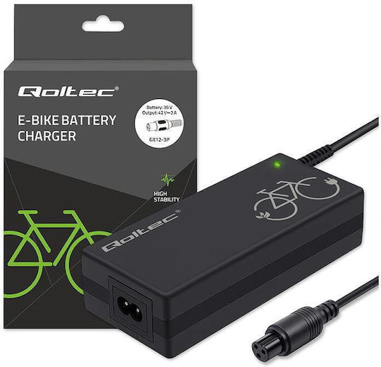Qoltec Charger Qoltec Electric Bicycle 36v/42v 2a Gx12-3pin Power Cable
