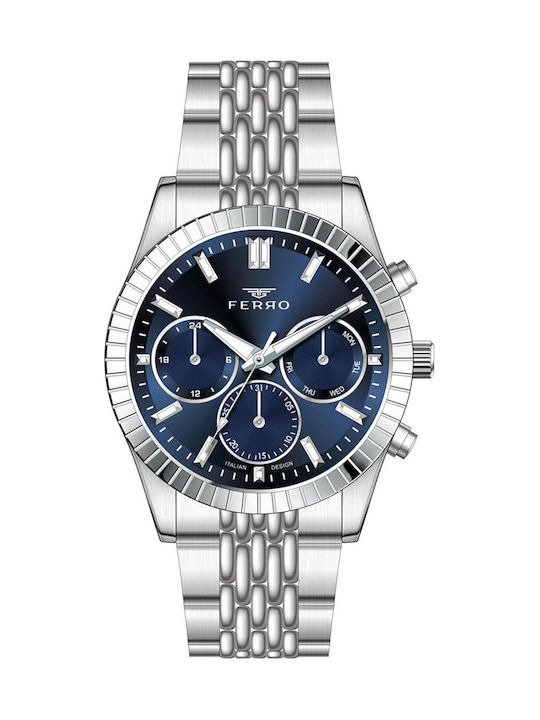 Ferro Men's Battery Watch with Silver Metal Bracelet