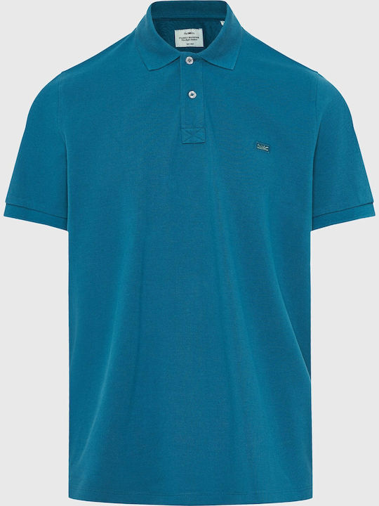 Funky Buddha Short Sleeve Petrol Blue Polo Blouse