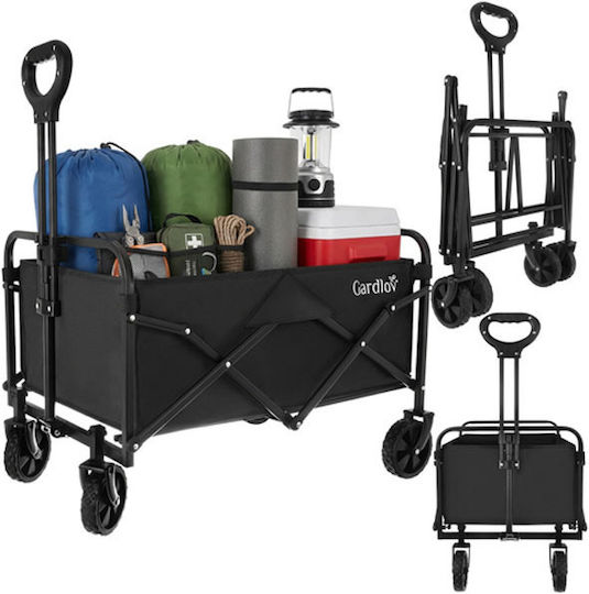 Foldable Garden Cart Metallic Four-Wheeled 90l 70.5x46x47cm