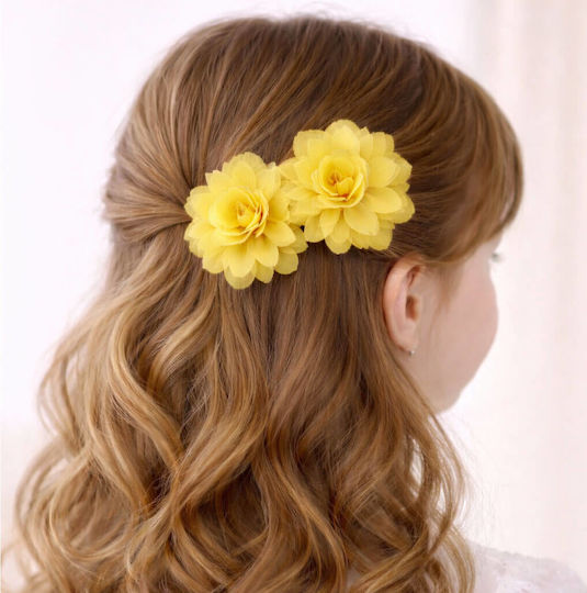Set 2 Haarspangen mit Blume Gelbe Ember