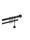 Frans Extendable Metallic Curtain Pole Single Diameter 25mm Length 140-250cm Black