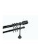 Frans Extendable Metallic Curtain Pole Double with Rod Diameter 25mm Length 140-250cm Black Matte