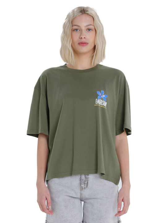 Emerson Γυναικείο Αθλητικό T-shirt Floral Πράσινο