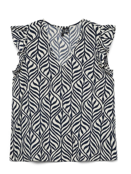 Vero Moda Josie Damen Bluse Ärmellos mit V-Ausschnitt Blau