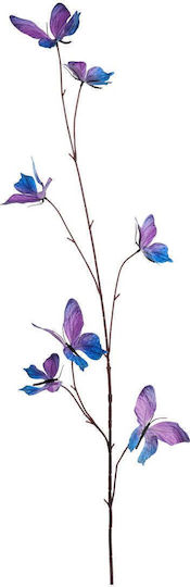 MSA Dekorative Künstliche Blumen & Pflanzen Πεταλουδες Zweigstelle 7 Lila Blau 105cm Synthetic
