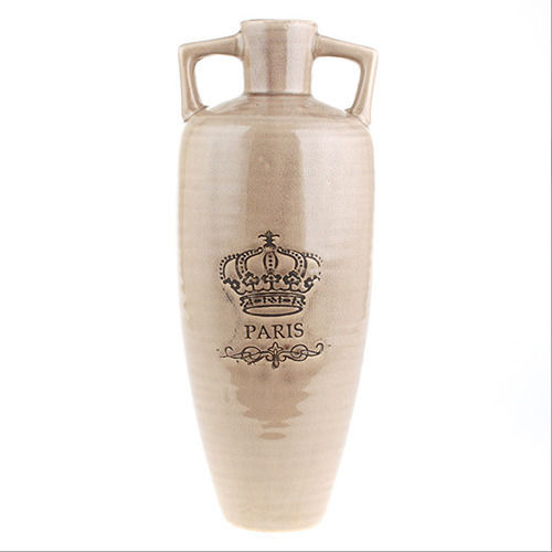 Inart Decorative Vase Ceramic Beige 16xY41cm