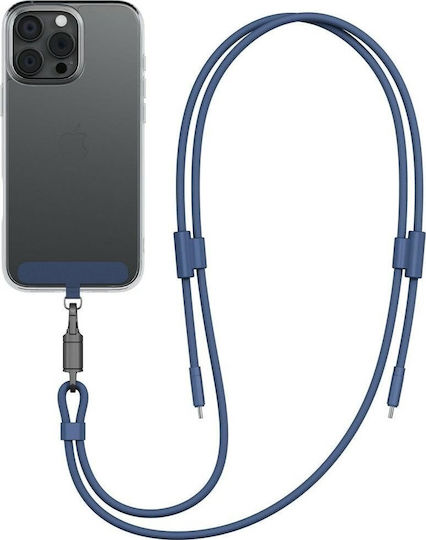 Energea Плетен USB 2.0 Кабел USB-C Мъжки - USB-C 240W Захранване (PD) Син 1.5м