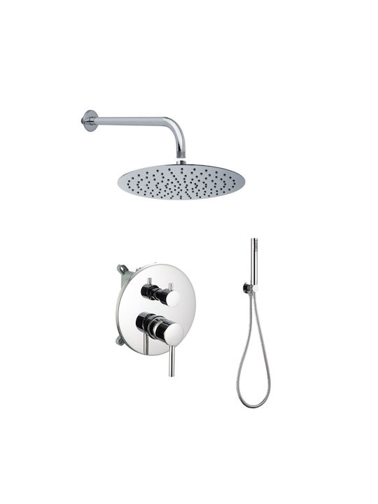 Sphera Set Mischer & Kopf Duschen Eingebaute Wasserhähne für Dusche Silber