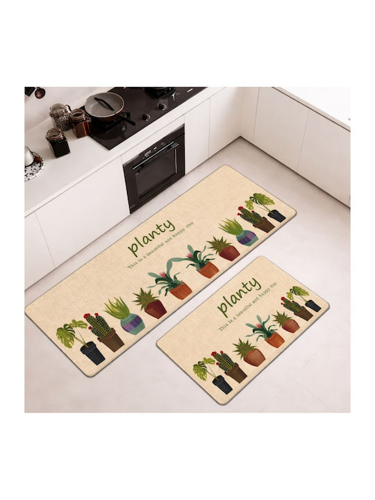 My Home Luxury Kitchen Runner Mat with Non-Slip Backing Planty 60x180cm