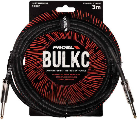 Proel Cable 6.3mm male - 6.3mm male 3m BULK100CLU3BK