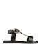 Damen Flache Sandalen Schwarz