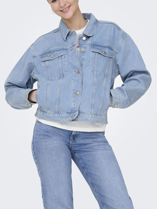 Only Women's Jacket for Winter Light Blue
