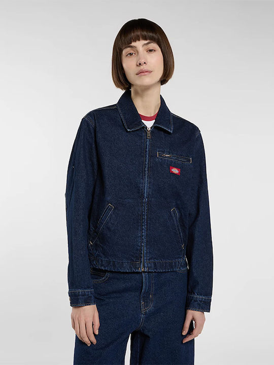 Jachetă Lungă De Damă Din Denim Albastru Închis