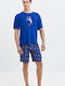 Odyssey Sommer Herrenpyjama Blau