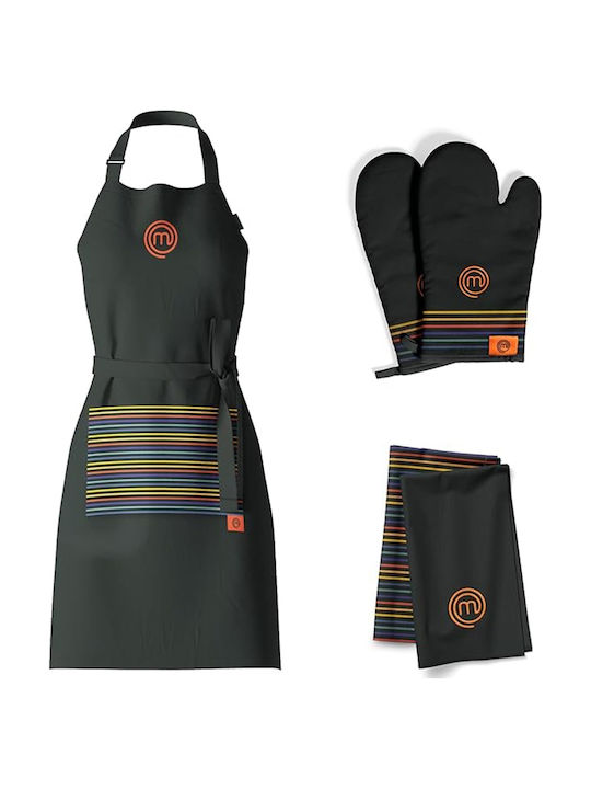 MasterChef Kitchen Apron with Black Towel VRD309102867 5 Pieces