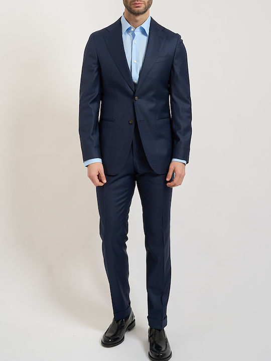 Winter Men's Suit with Slim Fit Dark Blue