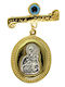 Children's Safety Pin Charm from Gilded Silver with Icon of the Virgin Mary