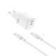 Wiwu Φορτιστής GaN με 2 Θύρες USB-C και Καλώδιο USB-C - USB-C 45W Power Delivery Λευκός (Cube)