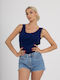 Blue Women's Tank Top with Spaghetti Strap